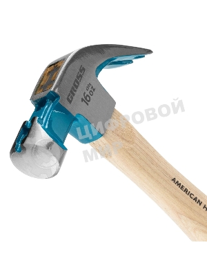 Молоток-гвоздодер Gross AMERICAN HICKORY 450 г, угол 45, магнит, обрезиненная рукоятка