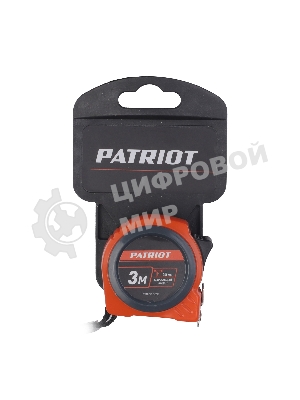 Рулетка PATRIOT MTP-3-16, магнит, 2сторон.зацеп, антиблик.нейлон.покрытие, крупн.шрифт, двусторон.белая лента, 3м*16 мм