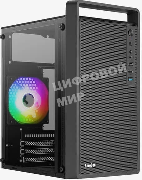 Компьютерный корпус MiniTower Aerocool/Formula CS-109-G-BK-v1 (mATX, USB3x1, USB2x2, 120мм RGb fan, без БП) (4711099472376)