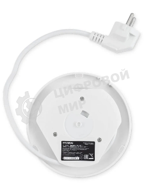 Чайник электрический Hyundai HYK-G9990 1.6 л, 2000 Вт, белый/серебристый корпус: стекло