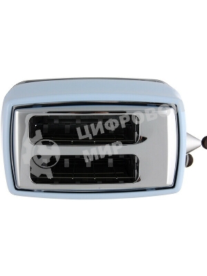 Тостер DeLonghi CTOV 2103.AZ, 900 Вт, на 2 тоста, разморозка, обжаривание, решетка для подогрева, поддон, голубой