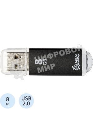 Флешка USB Smartbuy V-Cut Black (SB8GBVC-K), 8Gb, USB 2.0, R/W 20/10, черный