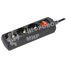 Сетевой фильтр IEK У03В, 5 м, 3 розетки, черный