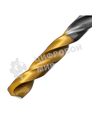 Сверло спиральное по металлу Denzel 5 х 132 мм, Р6М5, Golden Tip, удлиненное