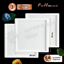 Поддон для пастилы Pullman PL-30203-3 белый 3шт универсальный квадратный р-р 290х290х5,4мм