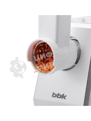Мясорубка электрическая BBK MG2005 2000 Вт, белый/серый, 2000 Вт, 2.0 кг/мин, реверс, защита от перегрузки, металлический лоток, насадки - 7