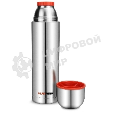 Термос Starwind 20-1200 1.2 л, серебристый/красный, картонная коробка