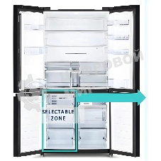 Холодильник Hitachi R-WB720PUC1 GCK черный трехкамерный 357/103л морозилка снизу, No Frost, Side by Side