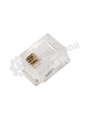 Коннектор LANMASTER TWT-PL12-6P4C/JR100, UTP кат.3 RJ12, прозрачный (упак.: 100 шт)