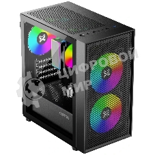 Компьютерный корпус XASTRA A305M 3ARGb Black mATX/Mesh/tempered glass/2x140мм + 1x120мм ARGb PWM fans/Door/ A305M-2FC14A-1FC12A-D