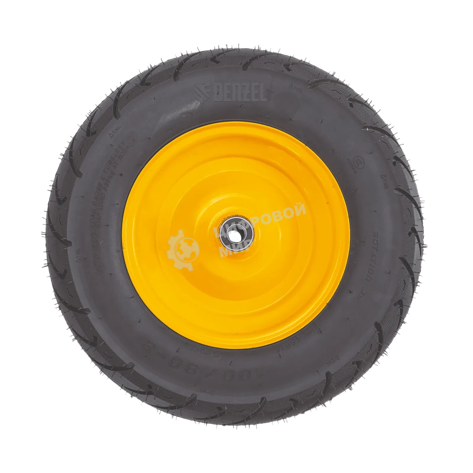 Колесо пневматическое бескамерное Denzel 16х4.00-8 D410мм, d12мм, длина оси 104мм
