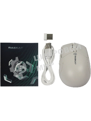 Мышь беспроводная Raskat M007WB белый, 2400 dpi, радиоканал, Bluetooth, USB, кнопки - 6