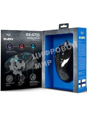 Мышь проводная SVEN RX-G715 черный, 3200 dpi, USB, кнопки - 8