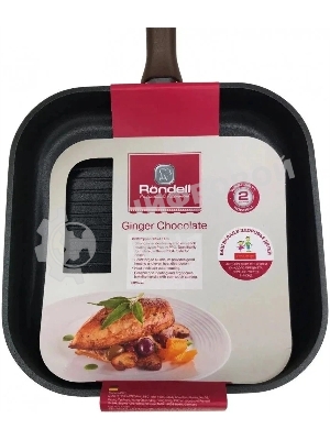 Сковорода-гриль Rondell Ginger RDA-1531 квадратная 26 см, покрытие: антипригарное ручка несъемная (без крышки) черный