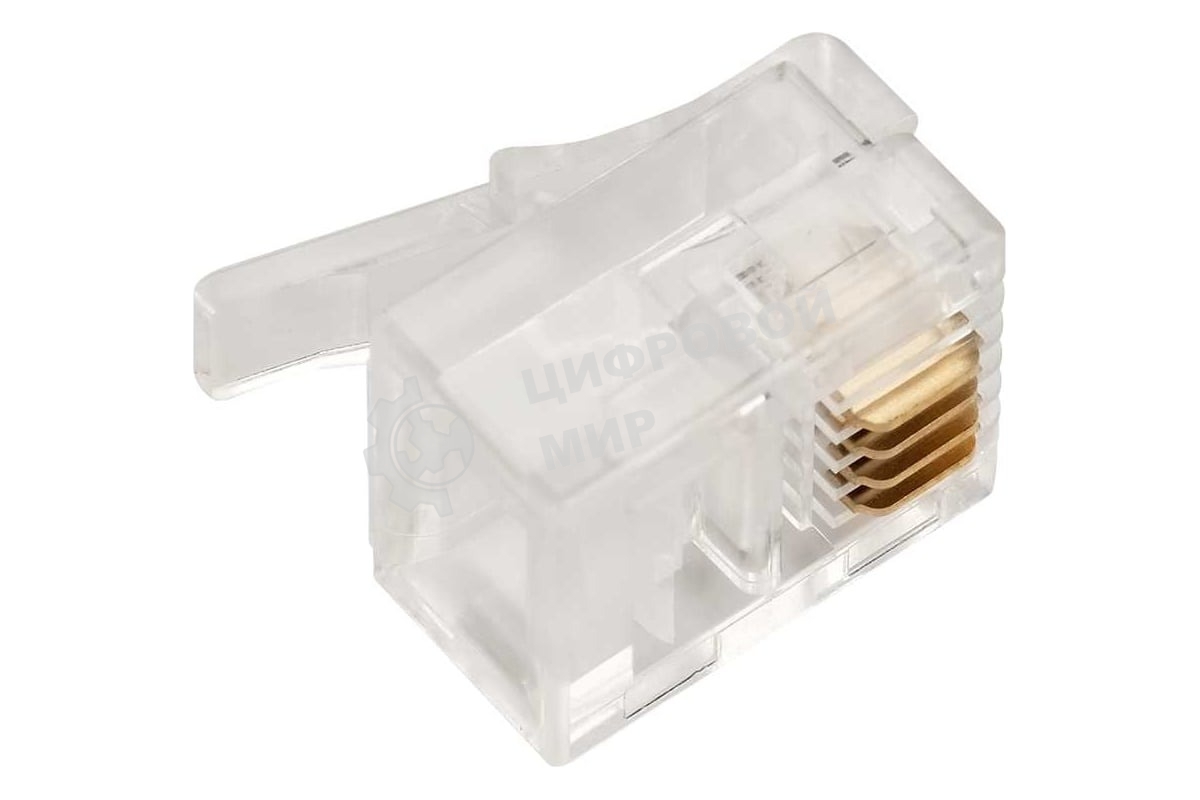 Коннектор LANMASTER TWT-PL12-6P4C/JR100, UTP кат.3 RJ12, прозрачный (упак.: 100 шт)