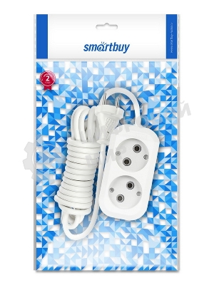 Удлинитель бытовой Smartbuy (SBE-10-2-03-N) 2 гнз х 3,0 м (10А/2.2 кВт, ПВС 2х1.0)