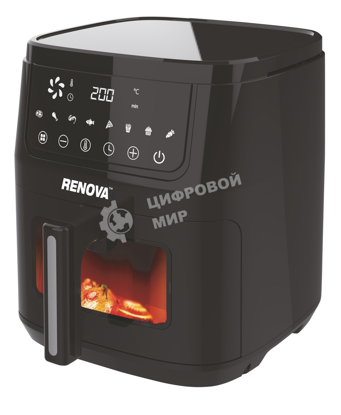 Аэрогриль Renova AF7-DTB1 черный, 1600 Вт, 7 л, сенсор, 8 программ