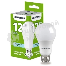 Лампа светодиодная GENERICA LL-A60-12-230-65-E27-G A60 12Вт грушевидная 6500К E27 230В