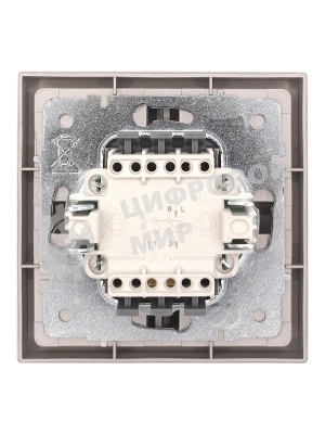 Выключатель 2-кл. с индик. СП ZIMA IP20 10А безвинт. зажим серый матовый LEZARD 704-7488-112QC