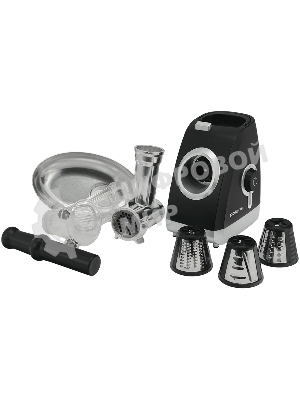 Мясорубка электрическая Polaris PMG 2027L черный, 2000 Вт, 2.0 кг/мин, реверс, защита от перегрузки, металлический лоток, насадки - 5