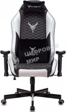 Кресло Knight Neon черный/серебряный, экокожа, 120 кг, механизм качания