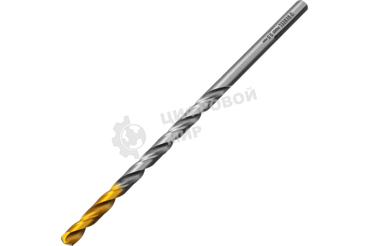 Сверло спиральное по металлу Denzel 5,5 х 139 мм, Р6М5, Golden Tip, удлиненное