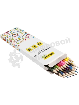 Карандаши цветные Silwerhof Eco 2.65 мм, шестигранный профиль, дерево, ассорти, 18 цветов, коробка с европодвесом