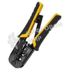 Обжимные клещи Deli DL4971 4P,6P,8P Размер: 200 мм. Спецификация обжима: 4P, 6P, 8P. Сталь A3 с черным покрытием. Ручка из ПВХ и ТПР. Храповой механизм. Подходит для витой пары UTP/STP и телефонных кабелей.