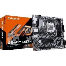 Материнская плата Gigabyte B840M DS3H, AM5, AMD B840, 4xDDR5, 4xSATA, 2xM.2, 1xPCIe 4.0 x16, 1xPCIe 3.0 x4, 2xDP, 1xHDMI, 1x2.5Gb LAN, 3xUSB-A 5Gbps, 8xUSB-A 2.0, 1xUSB-C 5Gbps, 3x3.5 мм, 7.1, mATX