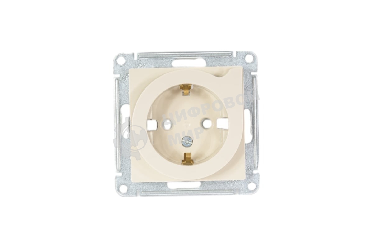 Механизм розетки 1-м СП AtlasDesign с заземл. защ. шторки с выталк. 16А беж. SchE ATN000247