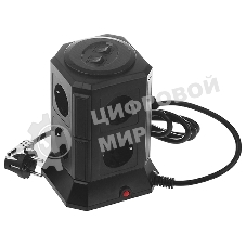 Сетевой фильтр Qumo Power Tower Pro 8SP4U (P-0002), 8 розеток, 2200 Вт, 10A, кабель 2 м 3*1 мм чистая медь, пожаробезопасный пластик, евровилка, 4 USB порта 4.5A суммарно