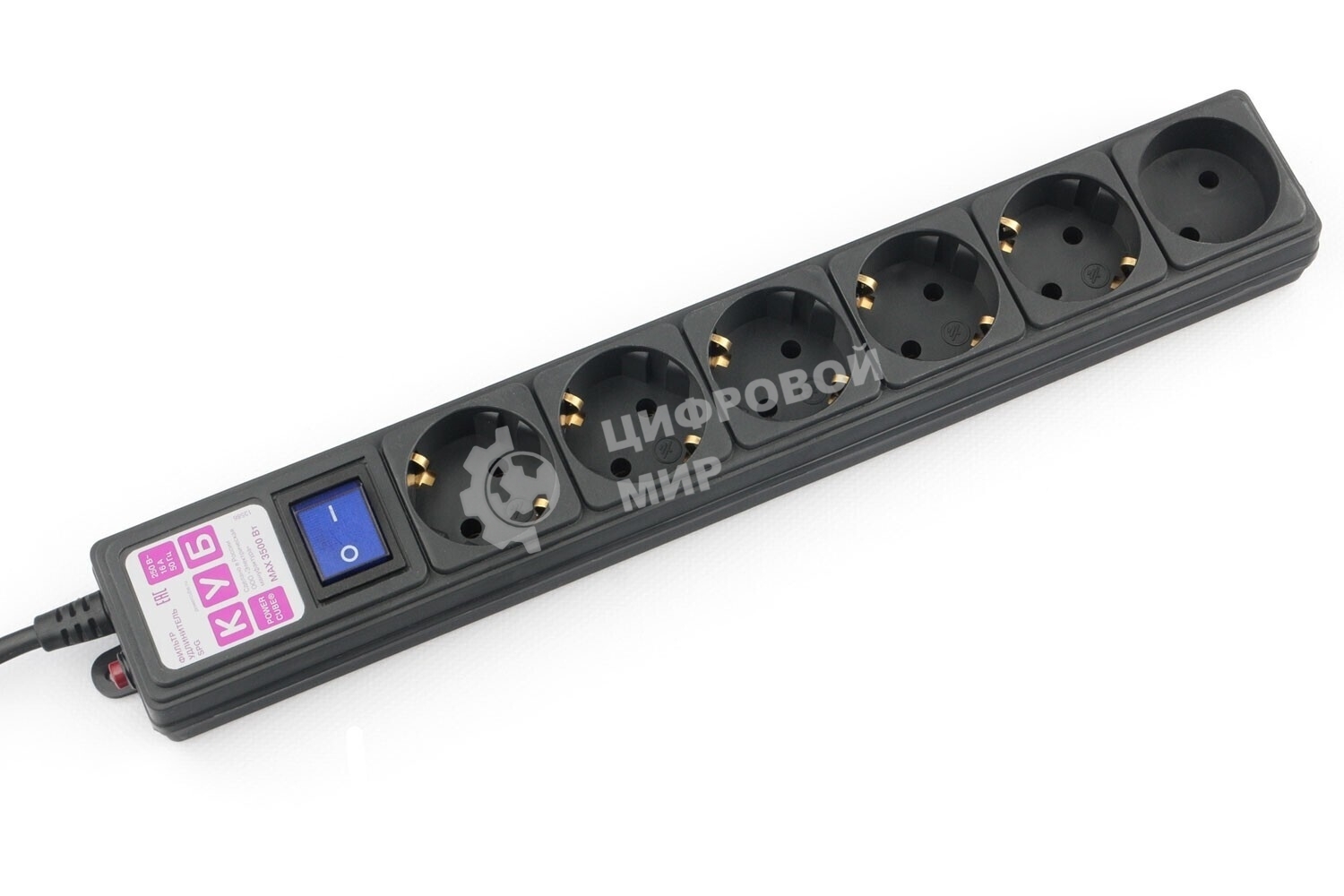 Сетевой фильтр PC черный 5 м 6 р 16А_SPG6-B5M