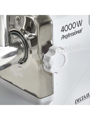 Мясорубка электрическая DELTA LUX DE-604M белый, 4000 Вт, 2.5 кг/мин, реверс, защита от перегрузки, насадки - 5