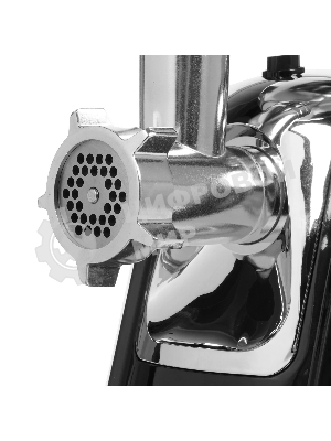 Мясорубка электрическая Sakura SA-6407 серый, 1800 Вт, 2.0 кг/мин, реверс, защита от перегрузки, металлический лоток, насадки - 5