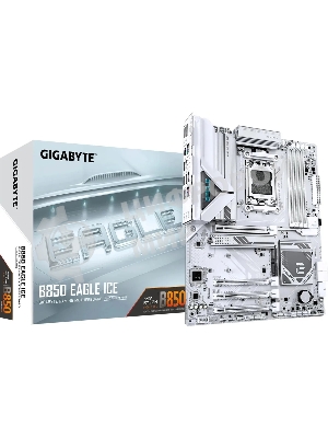 Материнская плата Gigabyte B850 EAGLE ICE, AM5, AMD B850, 4xDDR5, 4xSATA, 3xM.2, 1xPCIe 5.0 x16, 1xPCIe 4.0 x4, 2xPCIe 3.0 x1, 1xDP (v1.4), 1xHDMI (v2.1), 1x2.5Gb LAN, 2xUSB-A 10Gbps, 2xUSB-A 5Gbps, 6xUSB-A 2.0, 1xUSB-C 5Gbps, 3x3.5 мм, 7.1, ATX