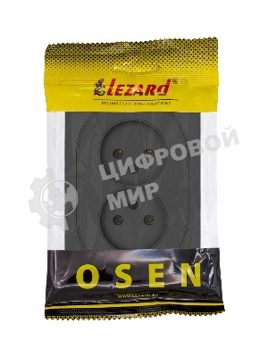 Розетка 2-м LEZARD СП OSEN без заземл. ПБТ, механизм, черный бархат 743-4200-128B