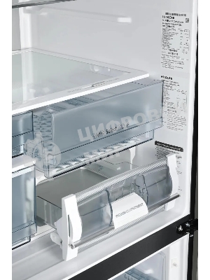 Холодильник Hitachi R-WB820VUC2 GBK черный трехкамерный 378/196л морозилка снизу, No Frost, Side by Side