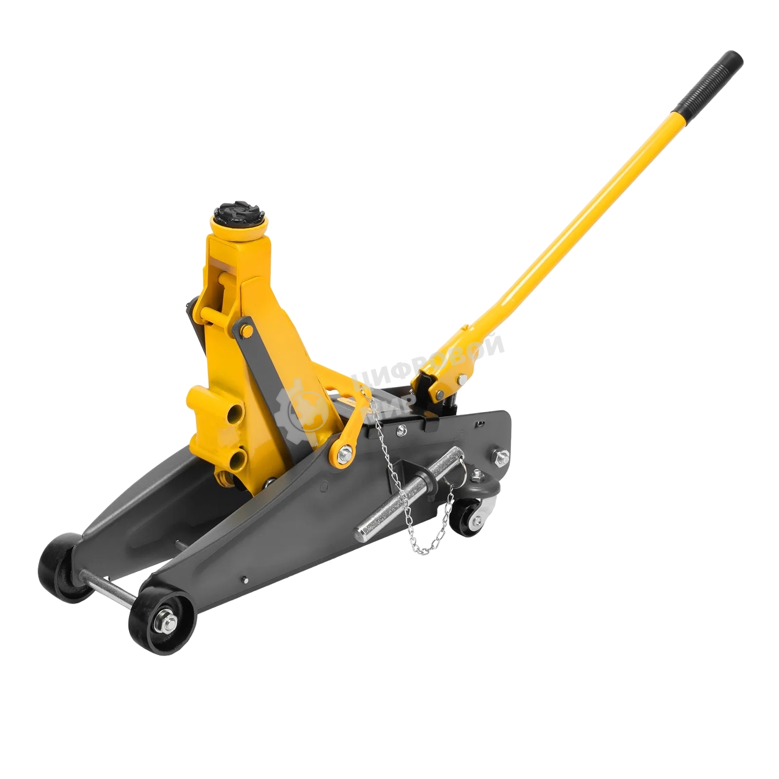 Домкрат гидравлический подкатной с фиксатором Denzel 2,8 т, 135-385 мм