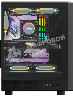 Компьютерный корпус Formula V Line MANA Dynamic Black AR, ATX, TYPE-C*1, USB3.0*2, FRONT 3x120мм ARGB, REAR 1x120мм ARGB