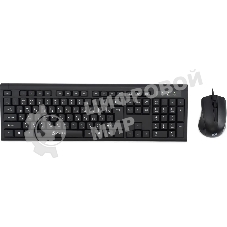 Комплект клавиатура+мышь Oklick 600M проводной, USB, 1200 DPI, чёрный