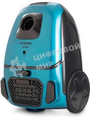 Пылесос Hyundai HYV-B4990 бирюзовый/черный, 400/2220 Вт, уборка сухая, пылесборник мешок, 2.5 л (в компл.:1мешок)