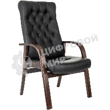 Кресло офисное Бюрократ T-9928WALNUT-CF черный, кожа, на ножках, дерево