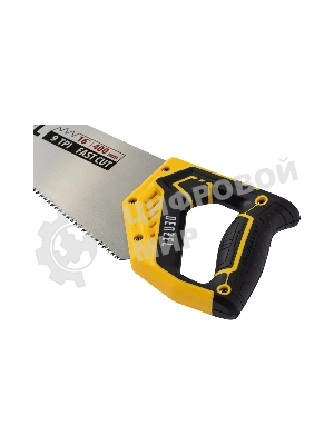 Ножовка по дереву Denzel 400 мм, 9 TPI, зуб 3D, двухкомпонентная рукоятка