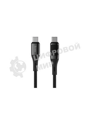 Кабель OLMIO GEEK, Type-C - Type-C, 60W, 1.2м, тканевая оплетка, LCD, черный