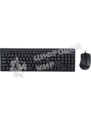 Комплект клавиатура+мышь Oklick 600M проводной, USB, 1200 DPI, чёрный