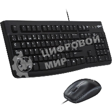 Комплект клавиатура+мышь Logitech MK120 проводной, USB, 1000 DPI, чёрный(заводская гравировка)