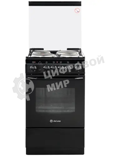Плита электрическая De Luxe 5004.10э (кр)-001 черный, конфорок 4 шт, духовка 43 л, 50 см x 85 см x 50 см