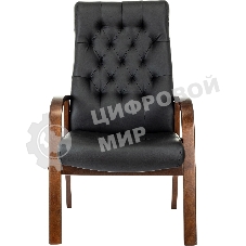 Кресло офисное Бюрократ T-9928WALNUT-CF черный, кожа, на ножках, дерево