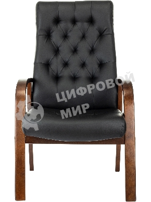 Кресло офисное Бюрократ T-9928WALNUT-CF черный, кожа, на ножках, дерево