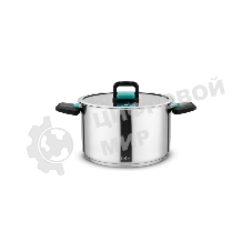 Кастрюля Lara LR02-244 с крышкой, нержавеющая сталь, 5-слойное капсул. индукц. дно, складные ручки 5 л
